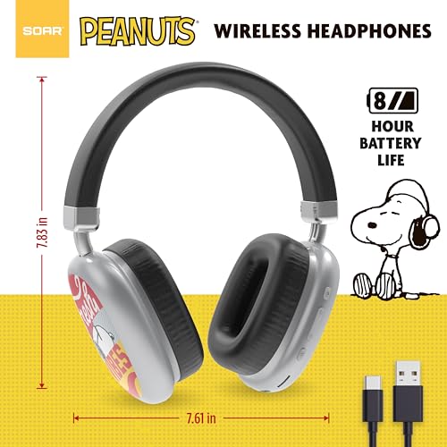 Image of SOAR Peanuts Active Noise Cancelling Wireless Headphones Silver- Fresh Vibes