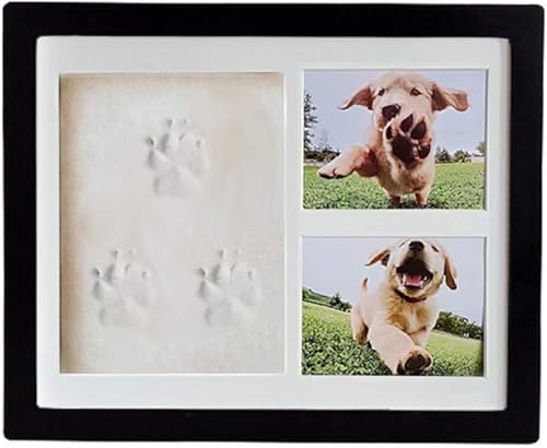 Miniatura 2 de Kit de recuerdo de huellas de mascotas, marco de fotos de madera con kit de impresión de huellas de mascotas, kit de impresión de arcilla