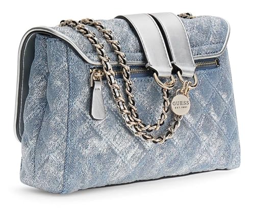 Sac Guess Giully II métallisé bleu à deux compartiments pratiques