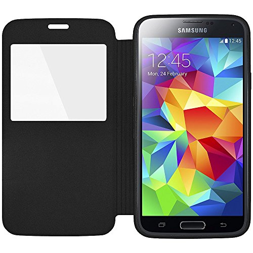 Amzer Flip Cover Folio Case For Samsung Galaxy S5 - Retail Packaging - Black #TOP4