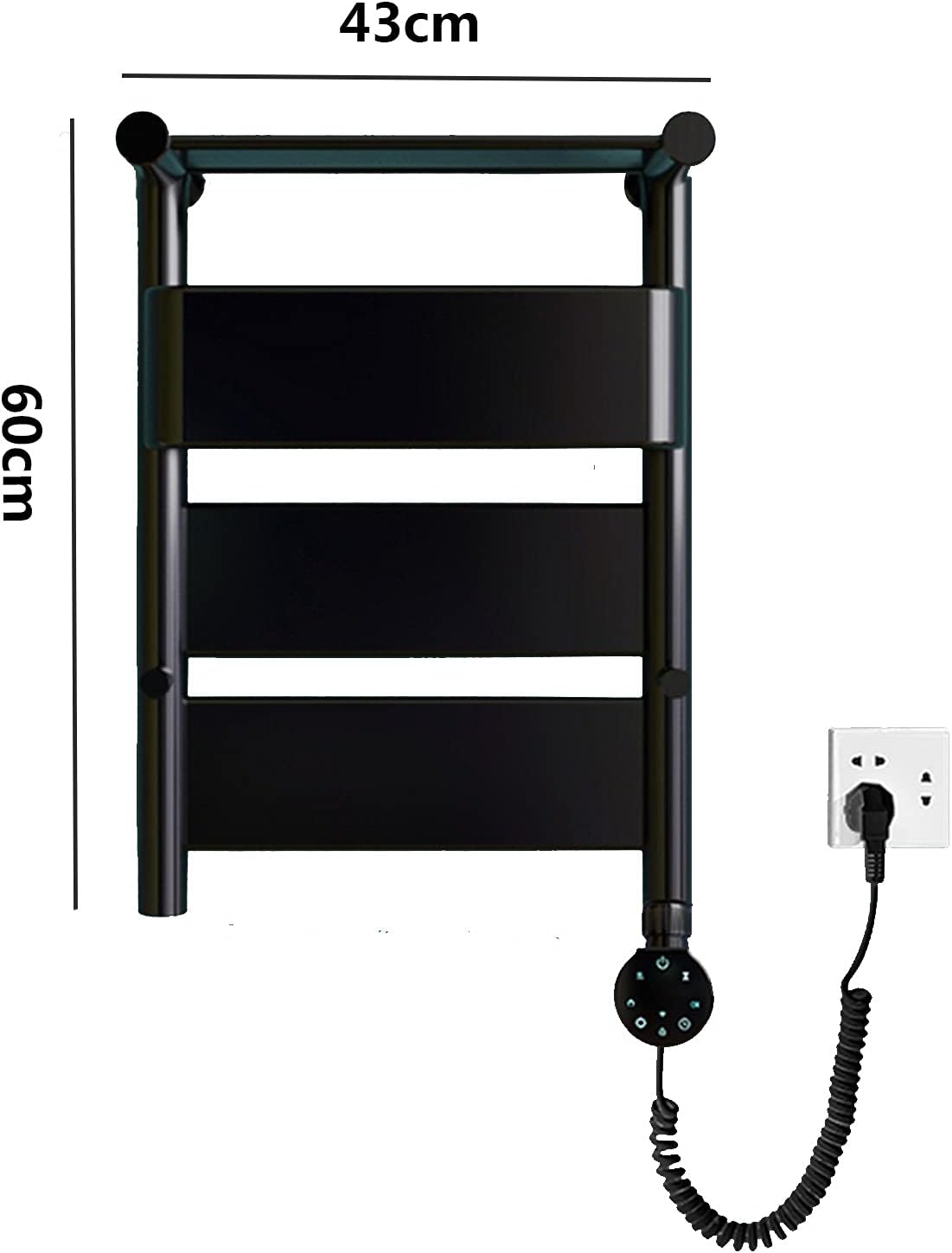 Towel Warmer with Timer 3 Bar Wall Mount Electric Heated Towel Rail Radiator with Top Shelf,Constant Temperature Space Aluminum Heated Towel Drying Rack for Bathroom,White