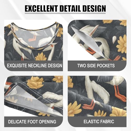 Pajama Sets Short Sleeve Elegant Bird Floral Soft Cotton Summer Sleepwear 2 Piece PJS Size 5-14T3