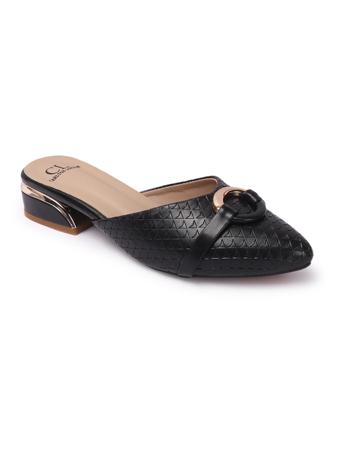 carlton london Women Comfortable Block Heel Pointed Toe Strapless Fashion Shoes for Party, Office use, Casual use-picture-53
