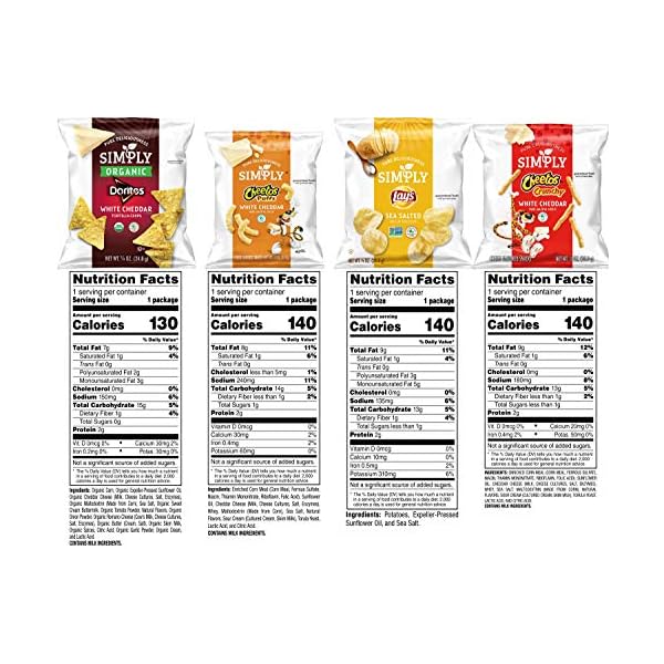 Simply Brand Variety Pack, Doritos, Cheetos, Lay's, 0.875oz Bags (36 Pack) (Assortment May Vary)