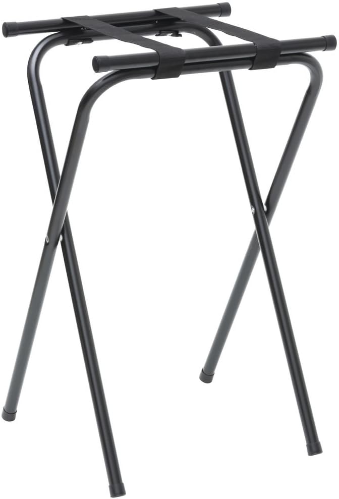 American Metalcraft CTS31 Tall Deluxe Chrome Tray Stand with Nylon Straps, 31-Inch, ,Black Chrome