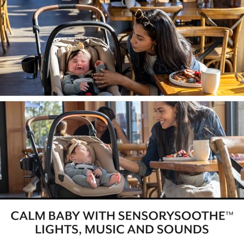 Image of Evenflo Shyft Intuiti+ Travel System Featuring Revolve180 LiteMax NXT Preemie and Infant Car Seat with SensorySoothe and Green & Gentle (Flint)