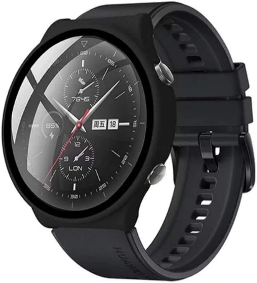 Dado Glass+Case for Huawei Watch GT2 PRO, Accessories Full Coverage Bumper Screen Tempered Protector huawei gt2 pro watch (Black)