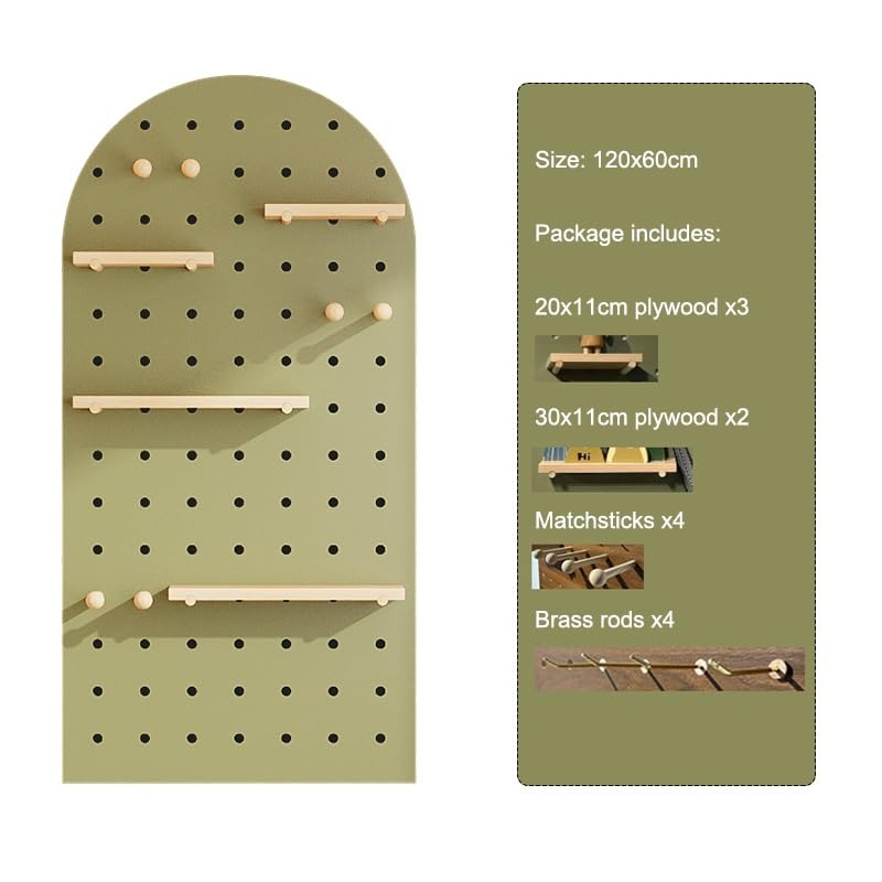 PFCDZDU Pegboard Combination Wall, Wall Mount Display Organizer Panels, with Adjustable Shelves & Hooks, Modular Storage Shelf for Bedroom Study Office(120x60cm-A)