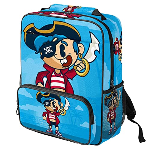 Sac à dos décontracté pour ordinateur portable homme femme pirate bleu