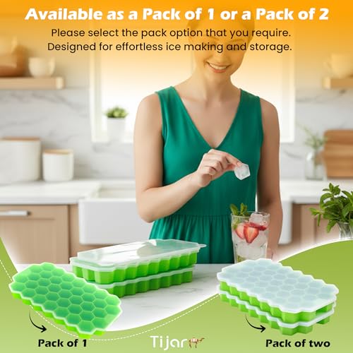 Ice Cube Tray with Lid, Soft Silicone Ice Moulds, Diamond Shape Ice Cube for Drinks and Desserts, Easy Removal (Green, 1 Pack) - Image 3