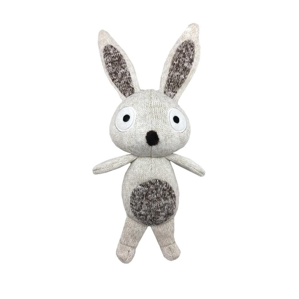 Record - Soft Plush Dog Toy - Soft and Durable Plush Dog Toy in Grey Tone with Built-in Squeaker for Ensured Fun | Rabbit 18cm