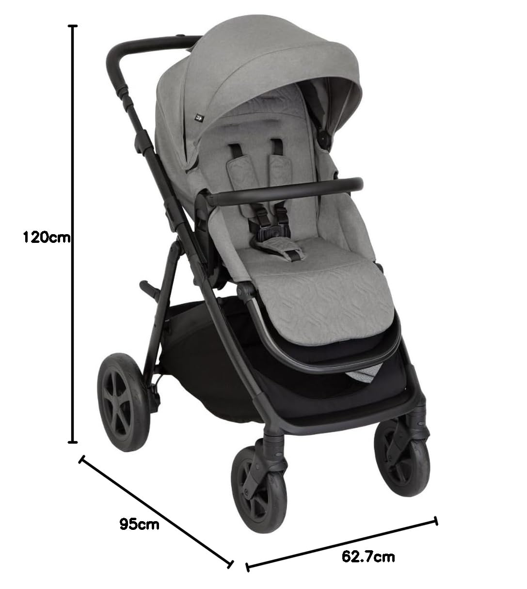 Graco - Near2Me™ DLX Trío Cochecito (nacimiento - 4 años aprox.), silla portabebés (hasta 12 meses), capazo (0-6 meses), color Ash
