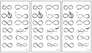 PARITA Small Tattoos Heart Bird Anchor Eight Infinity Lines Cartoon Temporary Water Transfer Tattoo Paper for Women Kids Men Body Art Arms Legs Hand Neck Decorations Fun Party Gift (Pack 3 PCS.) (15)