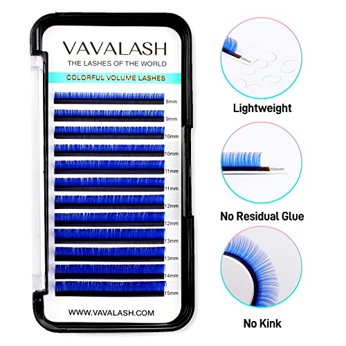 Image of VAVALASH Colored Lash Extensions 0.07mm CC Curl Blue Individual Volume Lashes Extensions 13-20mm