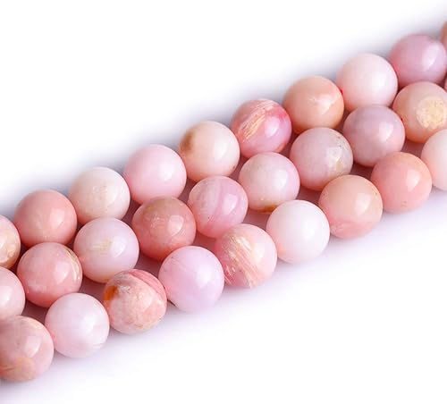 GEM-Inside - Cuentas redondas naturales de ópalo rosa de 0.394in, cuentas sueltas de piedras preciosas de 15 pulgadas