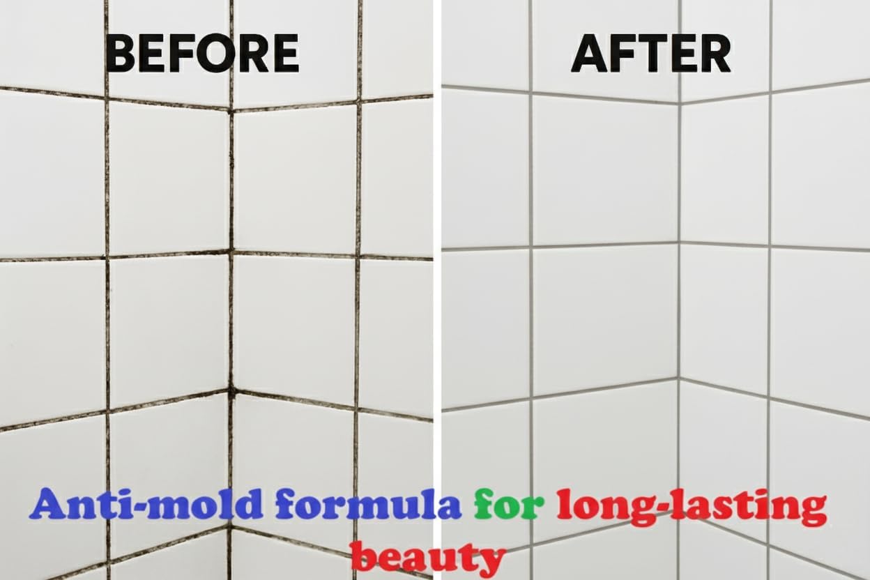 Kit Riparazione Fughe Piastrelle Grigio, Asciugatura Rapida 450g Cartuccia, ANTI-MUFFA Stucco per Piastrelle Bagno & Doccia, Grout Repair Kit Grey, Stucco per Fughe Pavimento, Sigillante per Malta