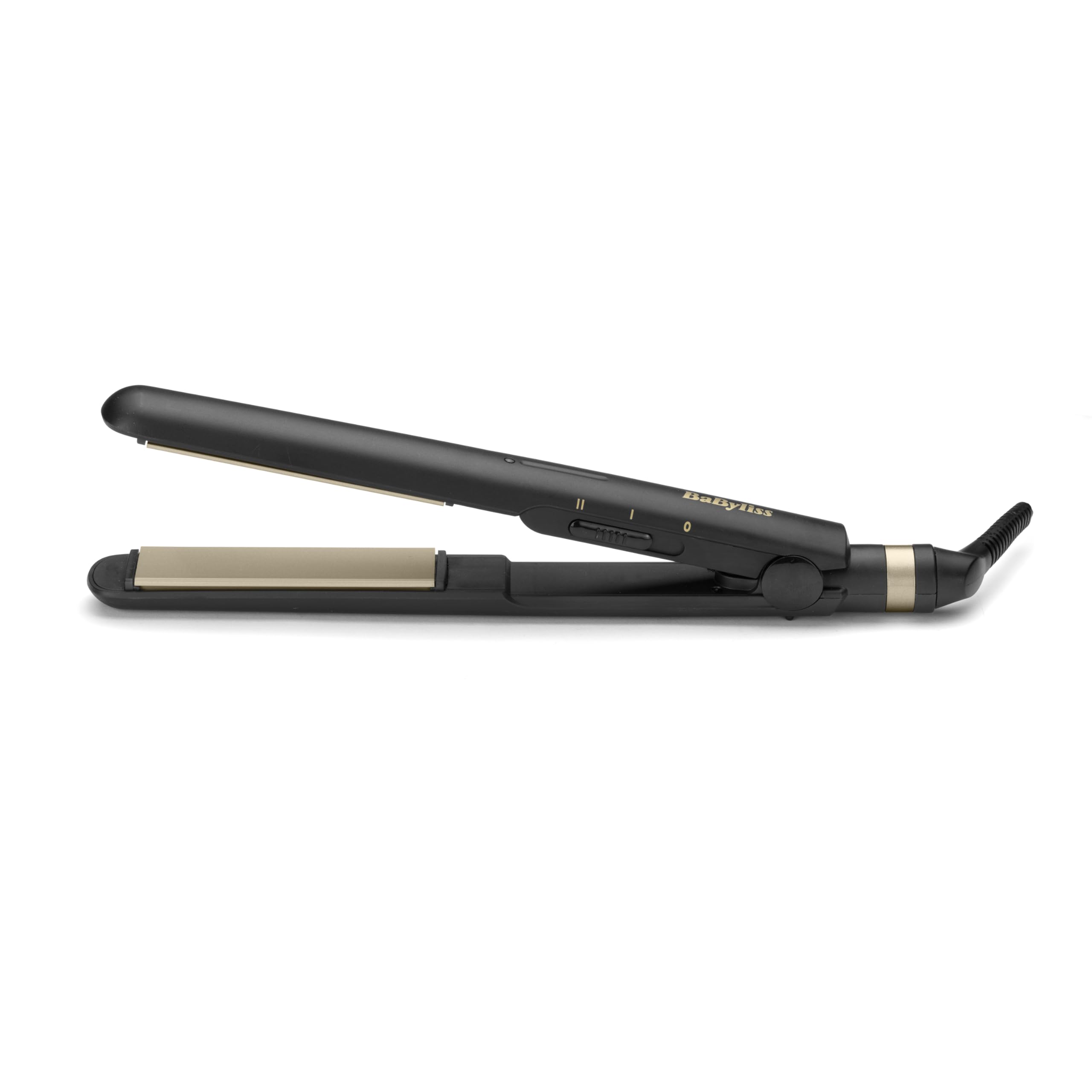 BaByliss ST089E Placa alisadora con revestimiento cerámico, multivoltaje, tapete termorresistente, 2 temperaturas, negro