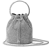 Rhinestone Purs for Women Clutch Purses Crystal Mini Top Handle Handbag Chain for Party(Buckle-Silve