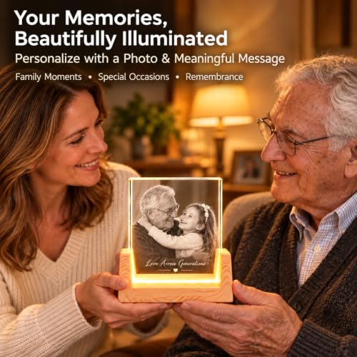 Personalized 3D Crystal Photo Frame with LED Light Base, Custom Picture Keepsake, 3.15 x 3.94 Inch Lighted Photo Gift for Family, Couples, Anniversary, Birthday and Pet Memorial - Image 2