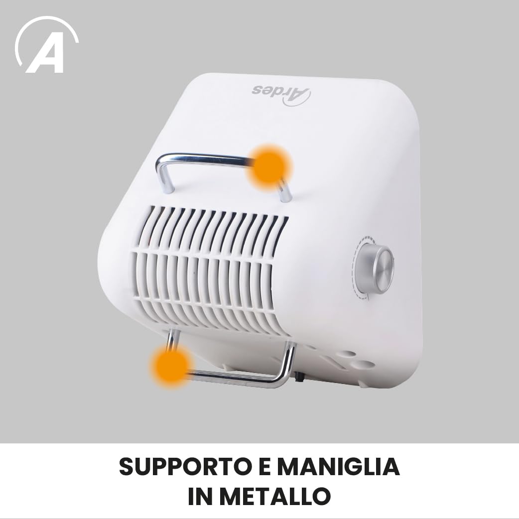 ARDES | AR4P21W ICONIQ grzejnik ceramiczny 1500 W, biały, z metalowym uchwytem i uchwytem