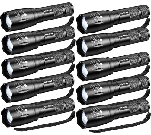 Lampe de poche lot de 4 torches LED puissantes zoomables et étanches pour maison