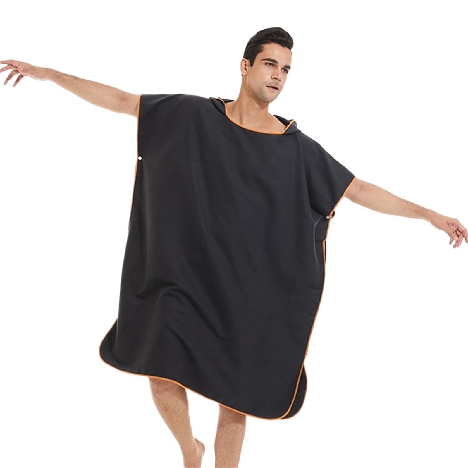 Serviette de Surf Poncho à séchage Rapide Sweat Capuche Peignoir Plage Langer Bain for Adultes Peignoir de Plage(Black)
