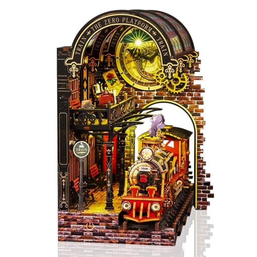Book Nook Kit - DIY Miniature House Kit for Adults, LED 3D Puzzle Magic Station Book Nook Kits...