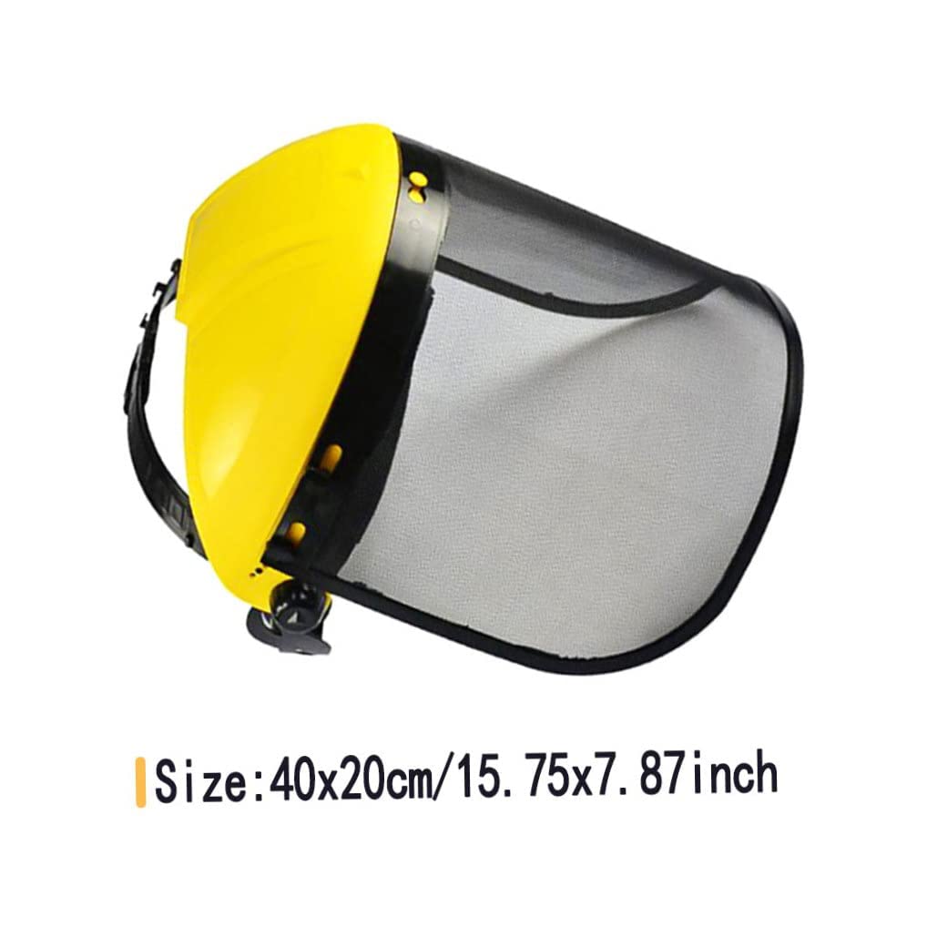 zalati Visiera da lavoro Visiera integrale Visiera in policarbonato Rete montata sulla testa per protezione di sicurezza decespugliatore per motosega - Giallo