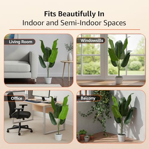 Image of amazon basics Artificial Bird of Paradise Plant in Light Grey Plastic Pot | 88cm Faux Greenery | Durable Plastic | Stylish & Compact | Zero Maintenance | Indoor, Outdoor, Home & Office Decor