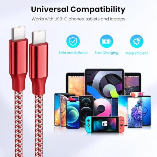 Image of KYEHD USB C Cable,3 Pack 10FT 60W Fast Charging USB C to USB C Cable, Durable Type C Charger Cable for iPhone 17 /16 /15 /iPad MacBook CarPlay and More