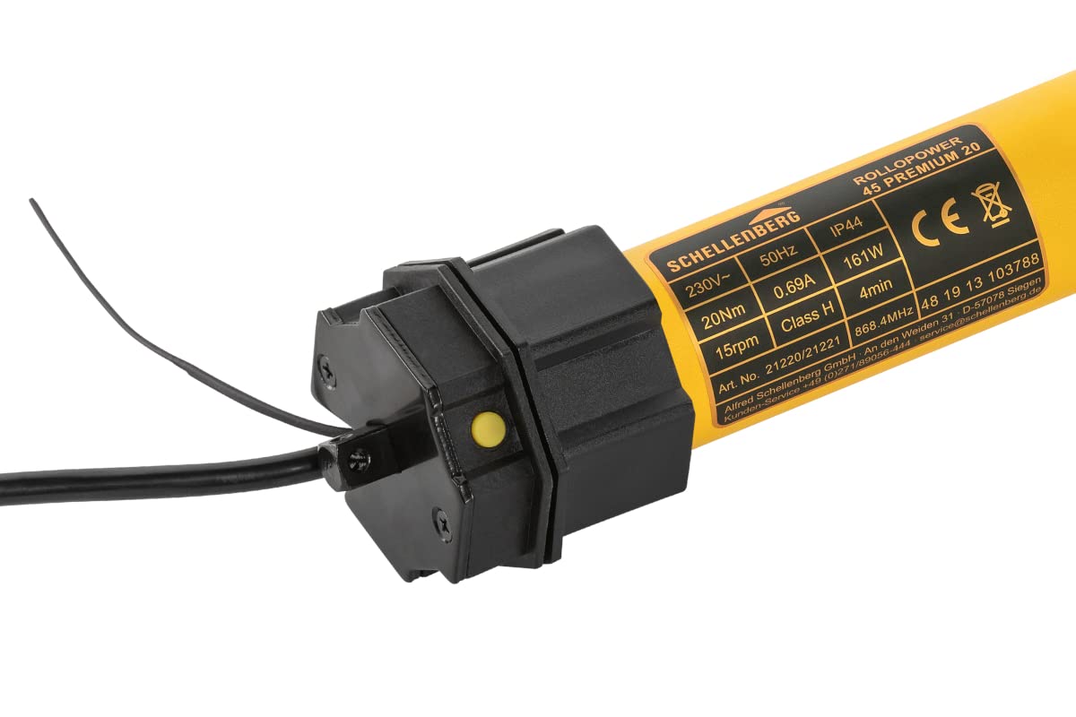 Schellenberg 21107 Motore tapparelle elettriche con radio nuova generazione, Mini Premium 6 Nm, fino a 4 m² di superficie, per albero da 40 mm, 868.4 MHz, set completo compreso il cuscinetto a muro