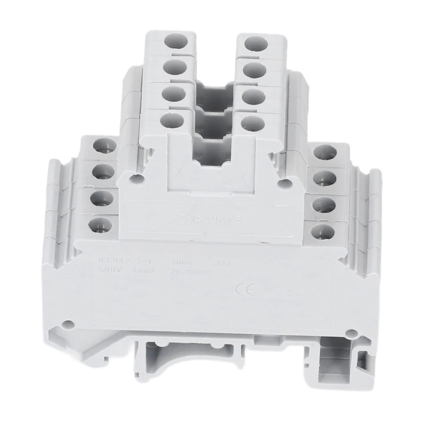 Morsettiera per guida, 100 pezzi 500 V 32 A Terminale per montaggio su guida DIN Morsettiera per cablaggio su guida in rame a doppia fila Blocco UKK-5
