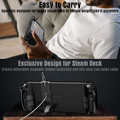 GAMSURFING Upgraded Adjustable Stand Base for Steam Deck, Zine-Alloy Magnetic Kickstand with Non-Slip Fixed Clip Holder for Valve Steam Deck Dock Stand Accessories with 6 Touch Skins & 4 Thumb Grips - Thumbnail 7