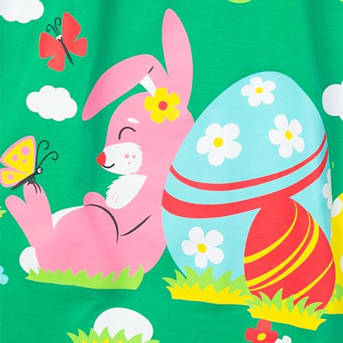 Image of HILEELANG Little Girl Short Sleeve Dress Easter Cotton Casual Applique Tunic Shirt Dresses
