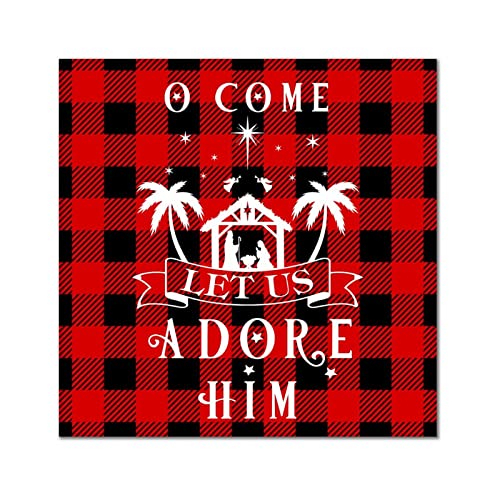 Plaque murale o come let us adore him en bois authentique decoration durable