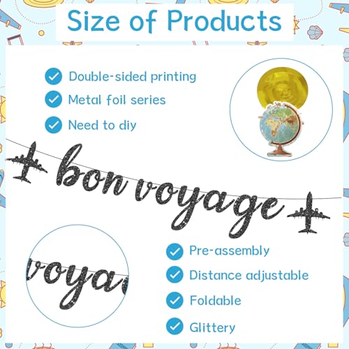 Image of Bon Voyage Party Decorations - 13PCS Travel Themed Party Decorations Glitter Bon Voyage Banner Hanging Swirls Let the Adventure Begin Honeycomb Centerpieces Decor Going Away Party Supplies