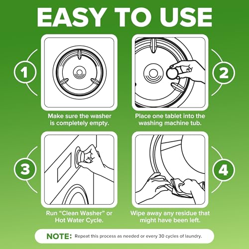 heavy duty washing machine cleaner descaler tablets - deep cleaning for front load top load washer he 6 xl tablets - 6 months supply
