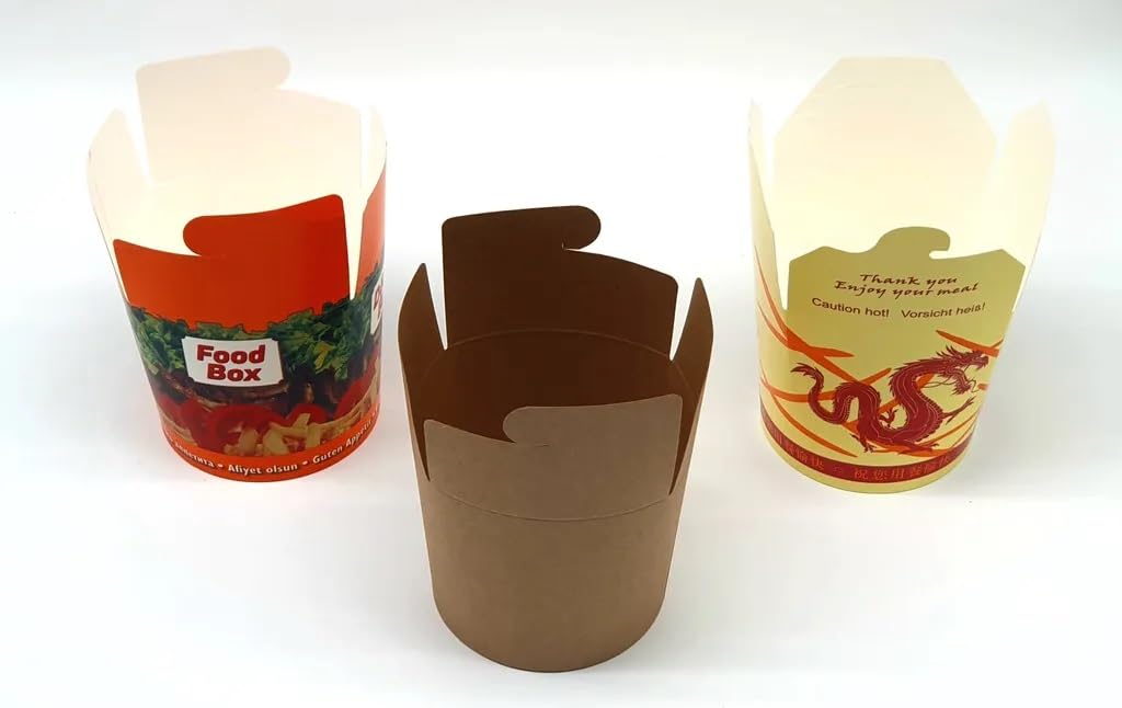 Döner Box Foodbox Nudelbox Pappe Lunchbox, 50 Stück, 750ml, 26oz, rund, faltbar