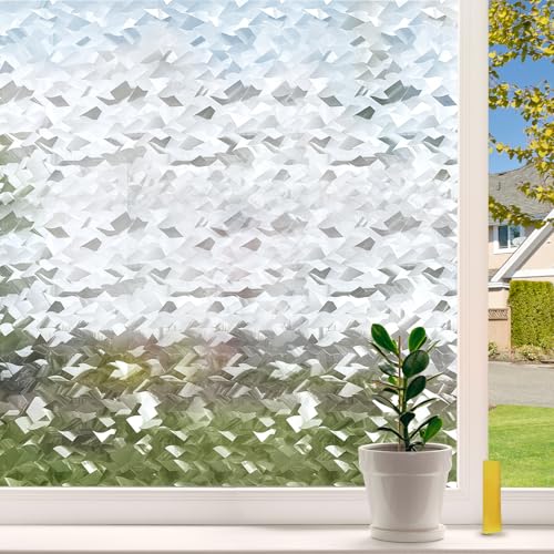 proprodiudiu Privacy Window Film, 3D Frosted Glass Film, 17.5 x 118 in