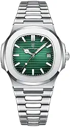 Relógio Masculino Modelo 613 à Prova D'água Pulseira em Aço Moda Luxo (Fundo Verde)
