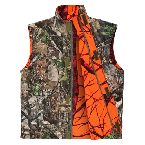 GUGULUZA Camo and Orange Hunting Reversible Vest, Game...
