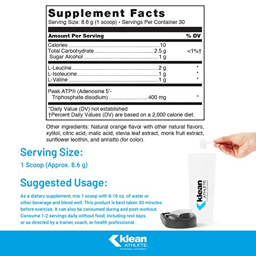 Klean Athlete Klean Bcaa + Peak Atp | Amino Acid Supplement For Muscle Building, Workout Recovery, And Lean Muscle | 9.1 Ounces | Natural Orange Flavor #TOP1
