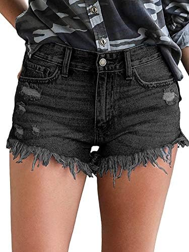 Govc Womens Jean Shorts Mid-Rise Frayed 
