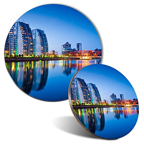 1x Round Mouse Mat & 1x Round 9cm Coaster Matching Set Salford Quays Manchester England UK Mouse Pad, Gaming, Mousepad, Desk Accessory, Home Office #51957