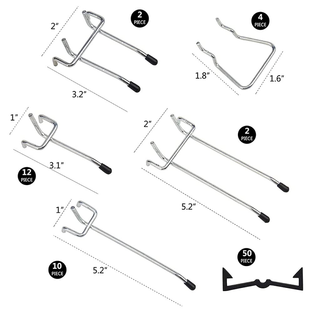 170 PCS Surtido de ganchos para tablero de clavijas Accesorios para tablero de clavijas, Kit de tablero de clavijas, Juego de ganchos de clavija con ganchos de metal, Cerraduras de clavija, A