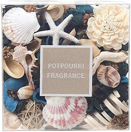 Qingbei Rina Large Pot pourri, Ocean Breeze Scented Spring Pot pourri Dried Flowers,Fragrance Vial Included,Bowl Vase Filler,Party Wedding Decoration (400g Blue)