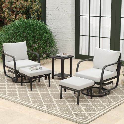 Patio Glider Swivel Rocker Sets: 5Pieces Aluminum Alloy Ensemble ...