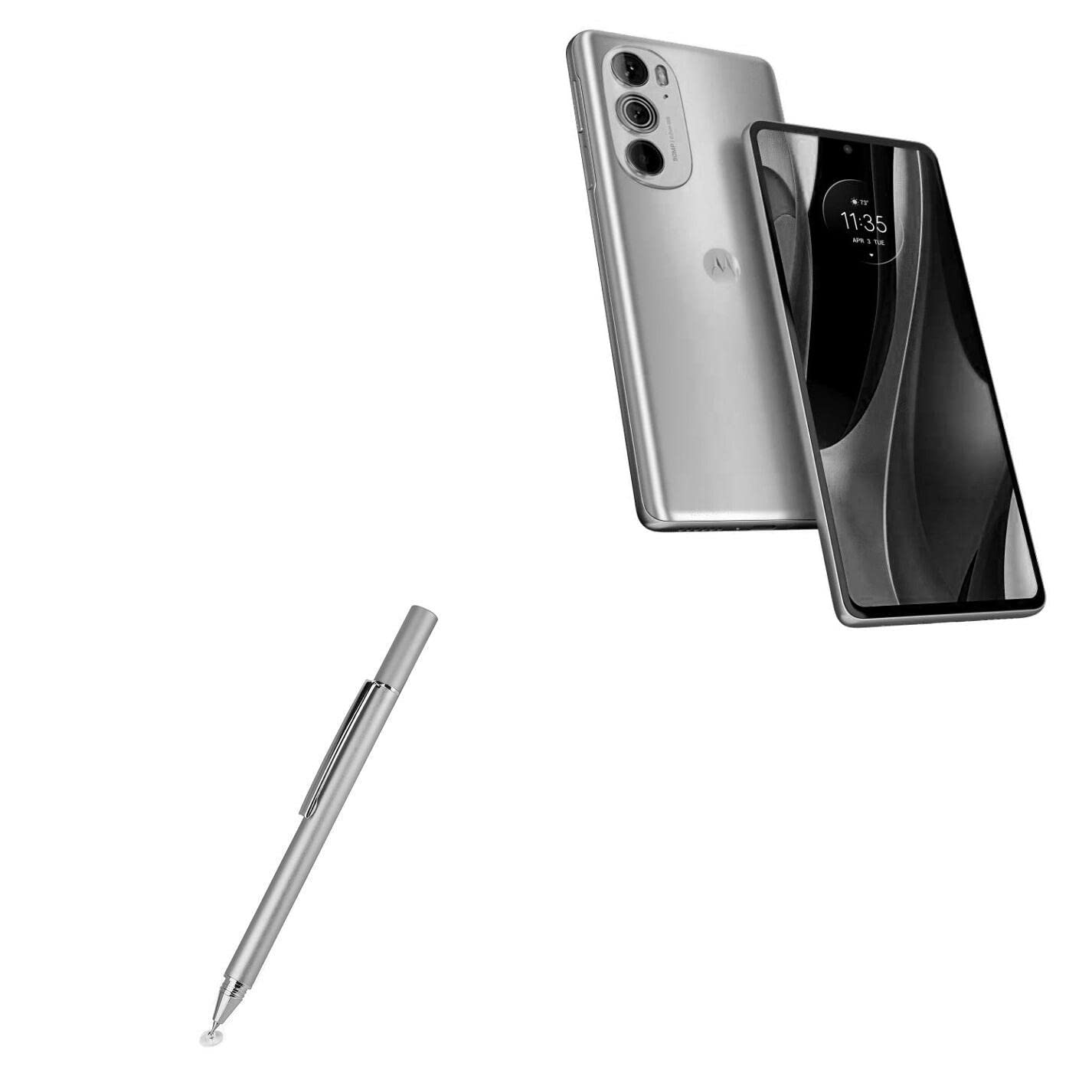 BoxWave Stylus Pen Compatible with Motorola Edge (2022) - FineTouch Capacitive Stylus, Super Precise Stylus Pen for Motorola Edge (2022) - Metallic Silver