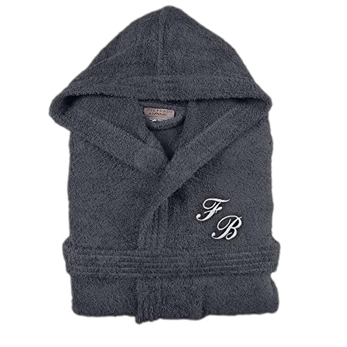 Cieffepi Home Collections SOLO MIO BASIC Albornoz personalizado unisex para adulto con capucha de rizo de puro algodón, antracita, S