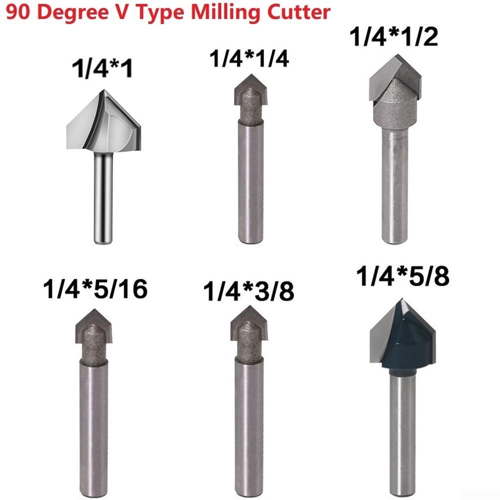 Taglio di precisione con scanalatura a V a 90 gradi, set di punte per fresa, acrilico, MDF, PVC (1)